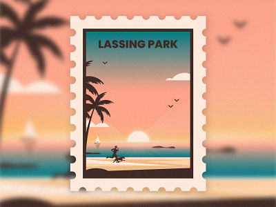 Lassing Park beach earth day florida lassing park nature palm tree park postage retro running sail boat st pete stamp sunrise tampa tampa bay travel vintage wild life