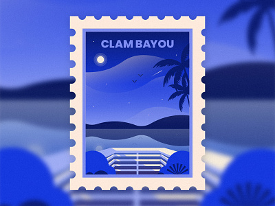 Clam Bayou bayou clam clam bayou dock earth day florida geometric lake palm tree park postage scenery st pete stamp sunset tampa tampa bay travel vintage