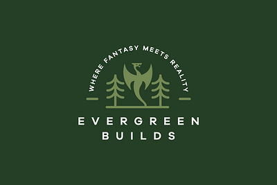 Evergreen Builds Logo Design alvi studio branding dragon logo design dragon vector evergreen logo fantasy forest logo graphic design green logo miniature minicraft tree logo