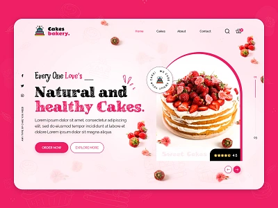 Bakery Cake And Shop Landing Page Website Banner Design! bakery banner design birthday cake cake shop cake website cakes candy chocolate clean ecommerce food healthy home page landing page pastry sweet ui ux wedding cake