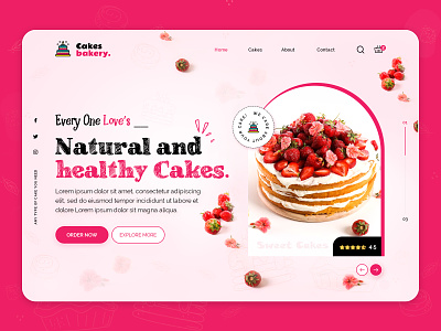 Bakery Cake And Shop Landing Page Website Banner Design! bakery banner design birthday cake cake shop cake website cakes candy chocolate clean ecommerce food healthy home page landing page pastry sweet ui ux wedding cake