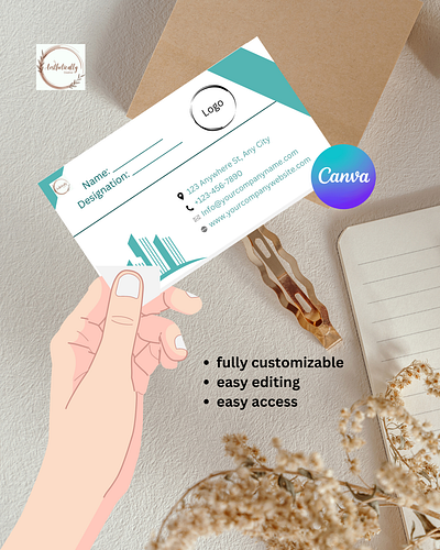 Simple Teal Business Cards aesthetic business business card business cards canva canva templates graphic design teal white