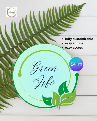 Green Logo for Business or a Small Shop aesthetic canva canva template graphic design green green life greenery leaf leaves logo