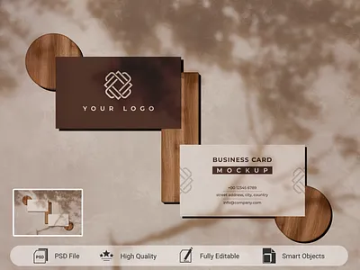Natural Elegance: Business Card Mockup with Tree Shadow branding presentation business card mockup