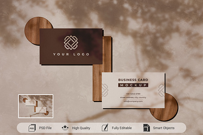 Natural Elegance: Business Card Mockup with Tree Shadow branding presentation business card mockup