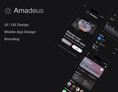 Amadeus - Fintech Mobile App & UI UX Design app app design branding finance fintech mobile app online banking ui ux wallet app