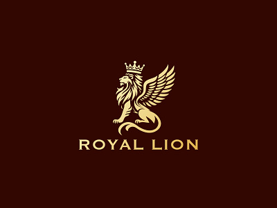 ROYAL LION LOGO classic classy company cool crest crown decorative elegant emblem heraldic initial lion king luxury majestic real estate royal royal king logo royal lion wine wings