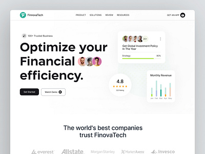 FinnovaTech - Fintech Landing Page agency clean finance financelanding fintech landingpage ui uidesign ux web websitedesign webui