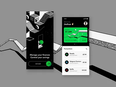 FinTrack:mobile app admin design branding chart credit card crm crmsystem design finance finance app graphic design illustration logo mobile app mobile design neon neon green transactions ui uiux ux