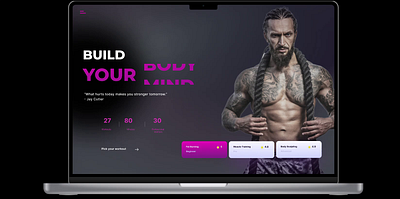 Personal Trainer Landing page with animation using Figma animation black dribbble figma fitness graphic design grey illustration landing page pink ui webdesign