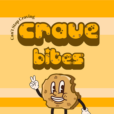 CRAVE BITES - A Retro 90s Cartoon Style Cookie Brand branding cartoon graphic design logo retro typography
