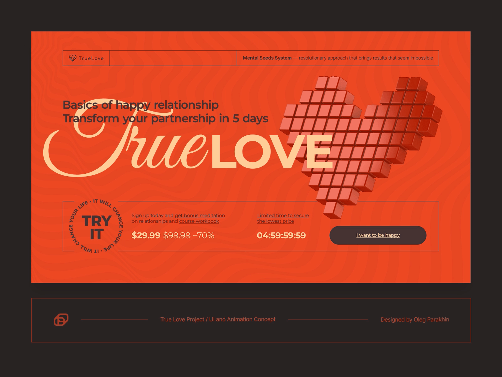 Landing Page True Love Project / Hero Section animation graphic design ui web design