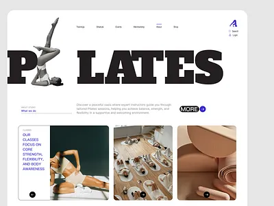PILATES STUDIO cleandesign concept creativedesign design fitness fitness landing page fitness training fitness website design health and fitness logo minimal fitness app minimalism modern design pilates social fitness website ui ux website workout yoga