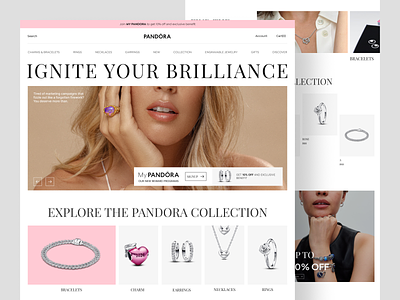 PANDORA - Jewelry Website Design design ecommerce jewelry jewelry shop jewelry store landing page shop shopping store web web design website website design