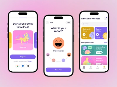 Healthcare, Mental Health mobile app app design emotional health health mobile app healthcare healthcare app mental mental health mental health app mental health mobile app mobile app mobile design mobile health mood ui ui ux ux web design wellness