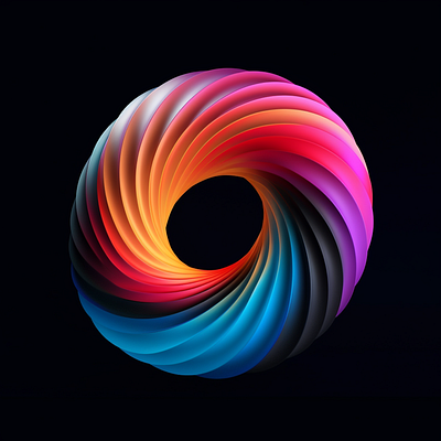 Colorful torus shape 3d motion design on a black background background color colorful background gradient background