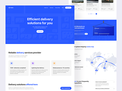 Route — Delivery Services Landing Page app delivery delivery company delivery landing delivery website design hero section landing landing design landing page logistic mobile app shipping tracking transport ui ui ux ux web design website