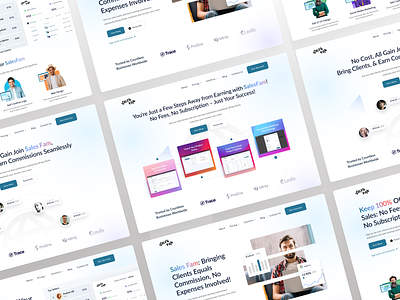 Sales Fam Hero Sections banners dribbble header hero section porcess process on hero section sales guy sales person six socai media steps on header ui