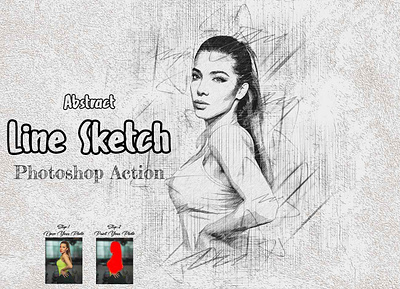 Abstract Line Sketch Photoshop Action art brushes