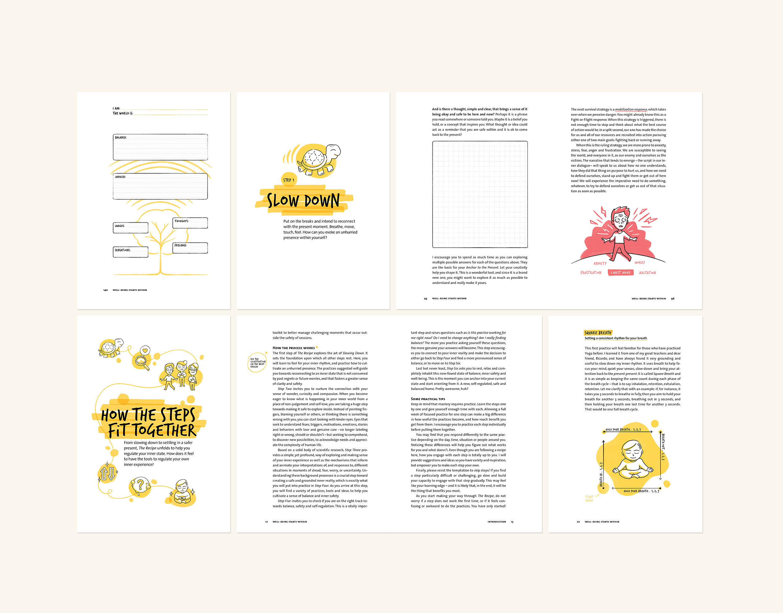 Editorial design for self-published wellbeing book ✨📚🖍🧘 book book cover design book design editorial design graphic design health illustration indesign interactive book layout design page design page formatting print design typography wellbeing wellness