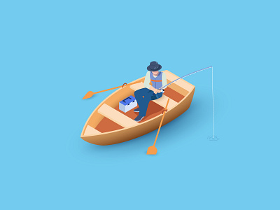 Fishing fishing flat design illustration isometric