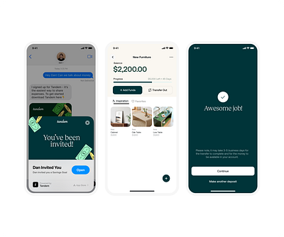 Partner Invite - Joint Banking app app clip app design bank design goal inspiration invite partner saving shopping ui ux