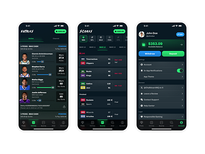 Sports Picks - Betting app bets betting data design gambling nba nfl nhl over under picks scores settings sports ui ux wallet