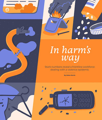 In Harms Way - Editorial Illustration crime editorial grid illustration objects police violence