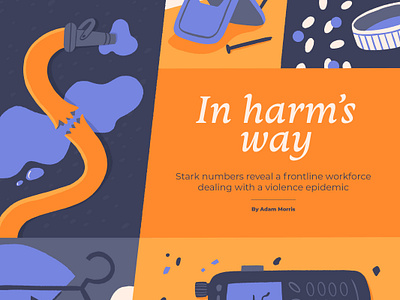 In Harms Way - Editorial Illustration crime editorial grid illustration objects police violence