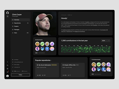 GitHub profile bento concept layout product profile test ui web