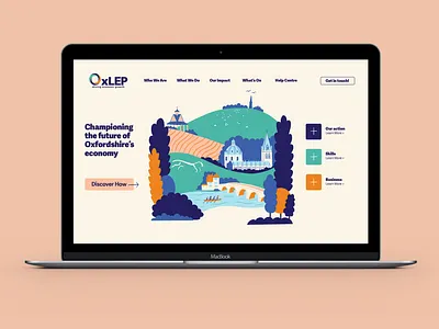 Website illustration for OxLEP illustration landmarks map oxfordshire scene