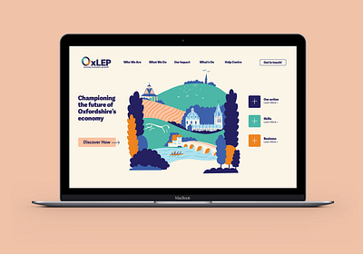 Website illustration for OxLEP illustration landmarks map oxfordshire scene