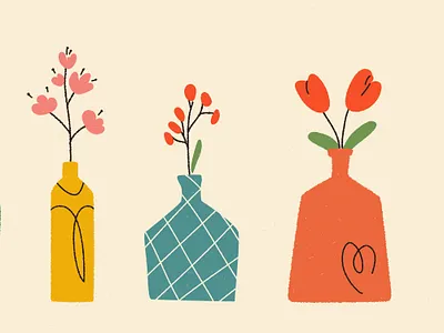 Ceramic vases collection cartoon ceramic collage cute design flowers illustration noise spring style summer texture trendy vases vector vintage