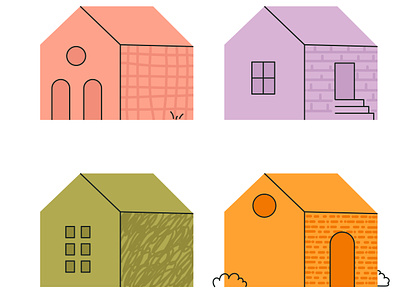 Houses collection banner bold bright build building cartoon collage colorfull cute home icon illustration simple texture trendy vector