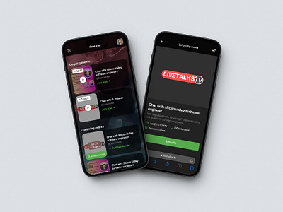 LiveTalks.TV - Broadcasting mobile app app broadcasting live event mobile app ui