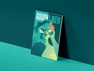 Cover Illustration 'Goudkijken' binoculars branding campaign cover illustration digital illustration woman