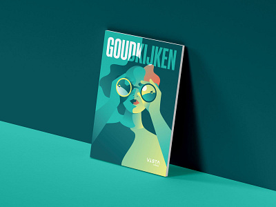 Cover Illustration 'Goudkijken' binoculars branding campaign cover illustration digital illustration woman