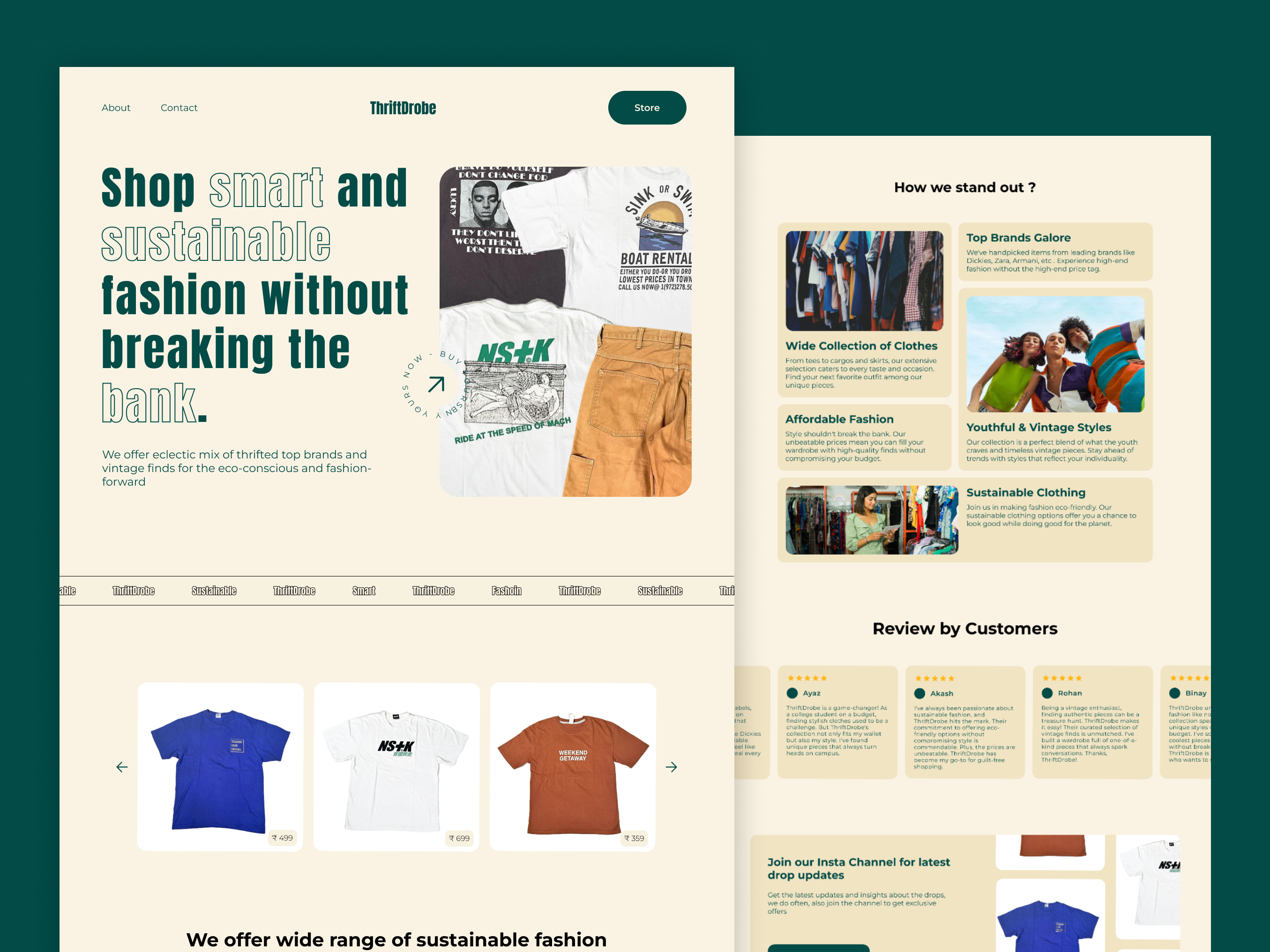 ThriftDrobe Website Design design ecom design ecom website landing page ecommerce website ecommerece fashion landing page design ui ui design web design websiet design