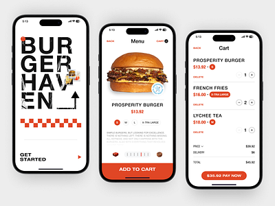 Burger Haven app behance burger clean delivery design food food and drink food delivery food order foodie graphic design ios minimal mobile pizza restaurant top ui ux