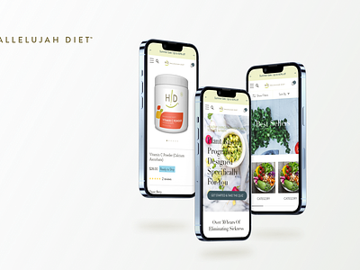 Hallelujah Diet - A plant-based, Clean food Diet Program ecommerce graphic design mobile design ui ux we web design