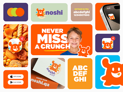 Noshi Snacks /App Branding 3d abu dhabi animation app bahrain brand identity branding dubai graphic design illustration logo moscot qatar uae ui