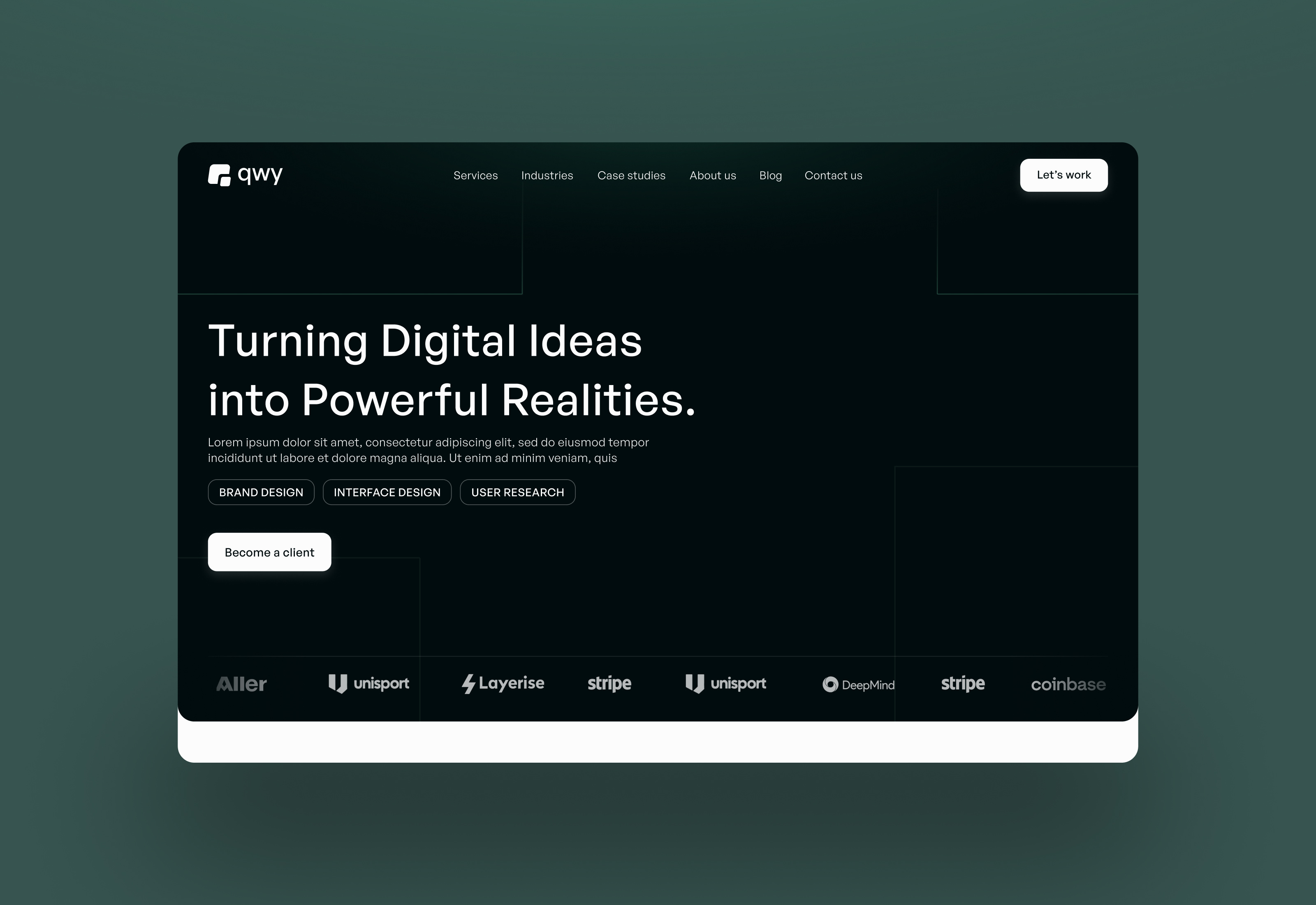 qwy - design & development agency website redesign branding design design agency website graphic design illustration logo software agency website startups typography vector website design