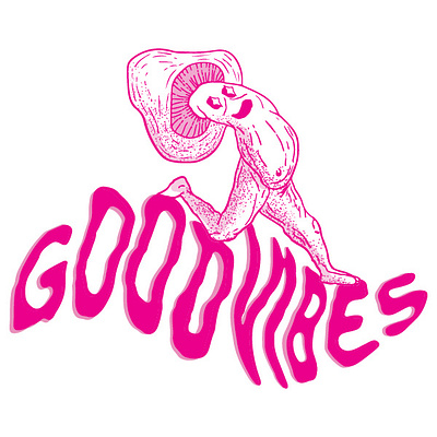 Good Vibes Magic mushrooms illustration logo