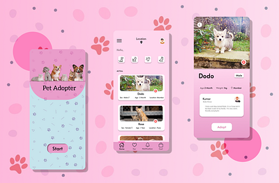 Pet's Adopt App UI Design catui dogui graphic design mobileui mobileuiux petui ui uidesign ux uxdesign