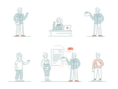 Customer community illustrations 2d character graphic design health hero illustration medical vector