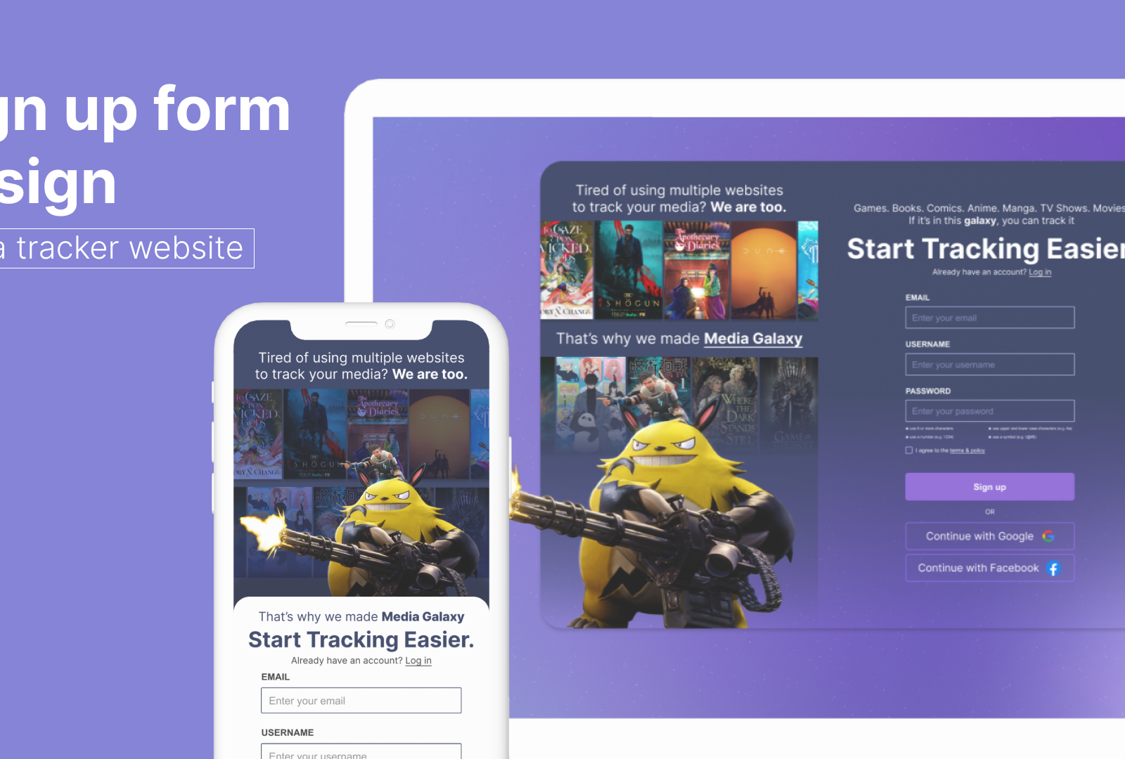 Sign up form design by Heather Mihal on Dribbble