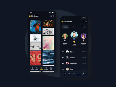 Leaderboard & Gallery App UI Screen app design app ui app ui design branding dark theme design fig figma gallery screen illustration ios app design leaderboard scereen mobile app design mobile ui design ui uiux