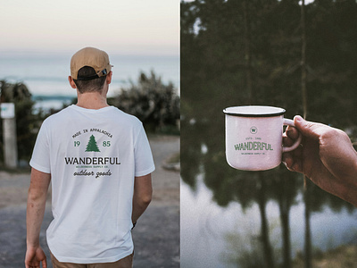 Wanderful Wilderness Supply Company branding design graphic design logo merch design mug design outdoor company t shirt design