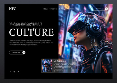 Non fungible culture website Ui landing page design design figma graphic design landing ui uiux website