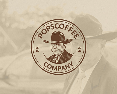 Pops Coffee Company 99design bestdesign branding coffee creativedesign design graphic design illustration logo man moondesign portrait logo suit